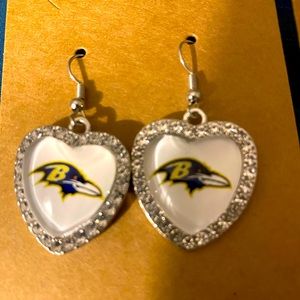 Baltimore ravens heart silver tone earrings